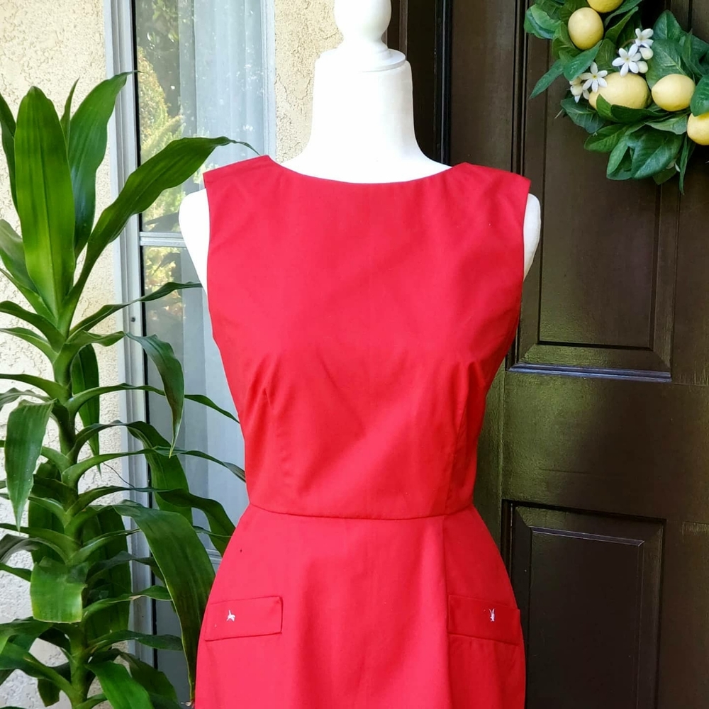 Handmade Red Pencil Skirt Dress (aprx. Size 8) - Picture 3 of 4